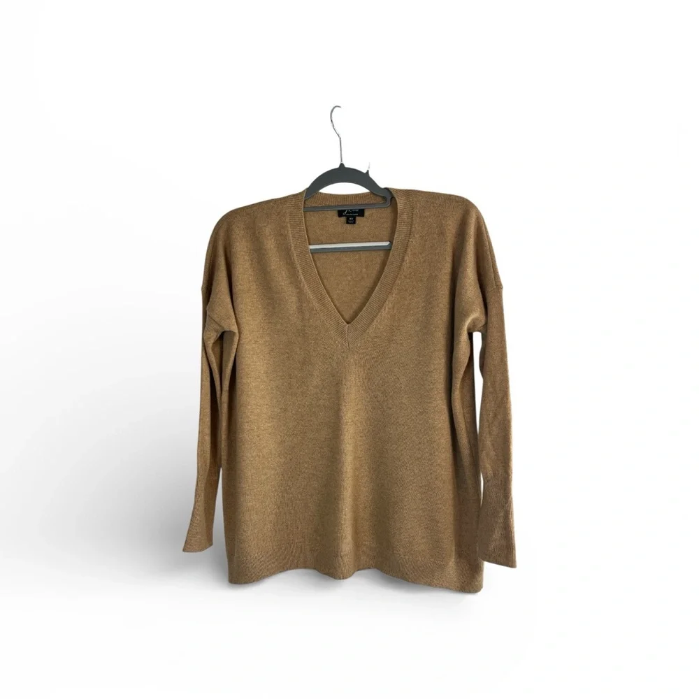 J. Crew 100% Cashmere‎ Oversized V Neck Sweater Tan Camel Soft Luxe Women’s XS